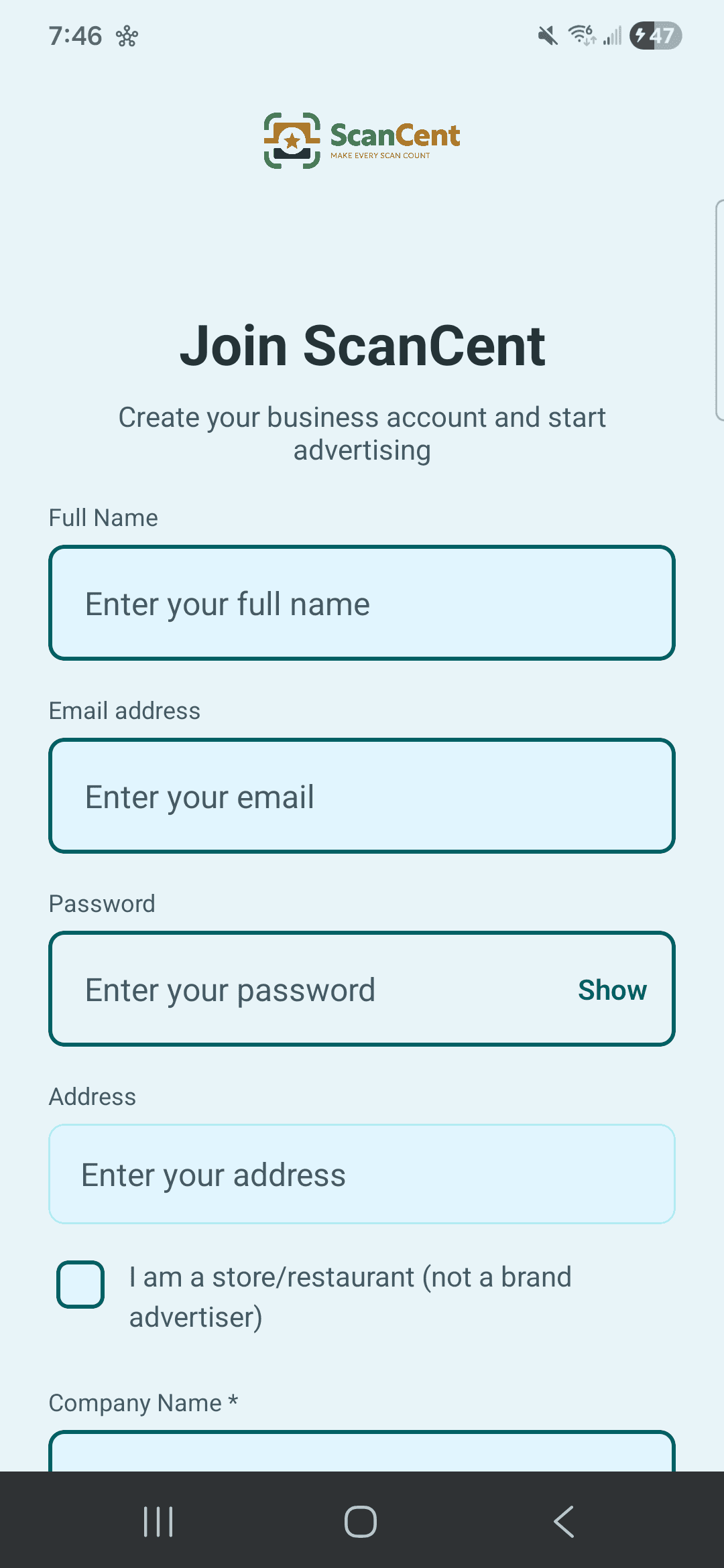 Create account