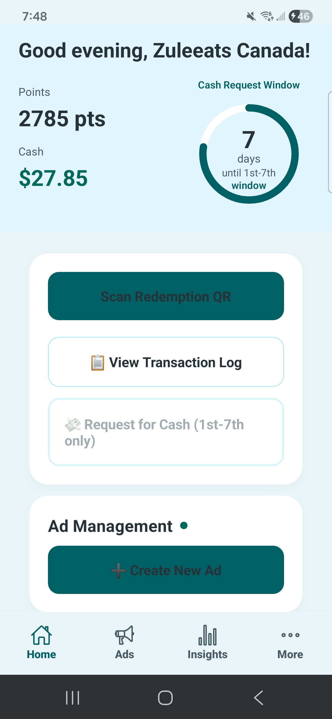ScanCent business dashboard screen